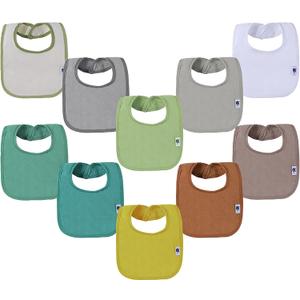 SPINFOX Waterproof Baby Bibs for Girls, Boy, Unisex Drool Bib Cotton Solid Knit Infant Feeding Bibs (Neutral)