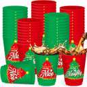 Nuenen 24 Pcs Christmas Tree Theme Cups Xmas Party Reusable 16 oz Plastic Team Naughty or Team Nice Cups for Christmas Beverage Drinking Holiday Winter Xmas Party Tableware Decoration