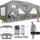 COBIZI 10x20 Pop Up Canopy Tent with 6 Sidewalls Party Tents Waterproof UPF 50+ Commercial Instant Outdoor Events Tent for Parties Markets Backyard, Ropes10 x 20 ft Gray