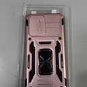 Gritup for Galaxy-S21-Case with Slide Camera Cover + [HD Screen Protector2], 360 Metal Rotated Ring Kickstand,Military Grade Shockproof Protective Cover Case for Samsung Galaxy S21,Rose Gold