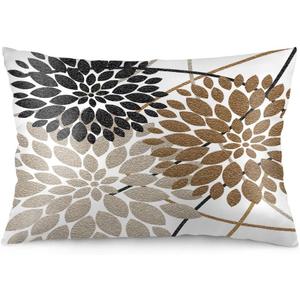 Brown Dahlia Flower Pillow Cases King Size 20x36 Inch Decorative Black and Grey Spring Floral Pillowcases Seasonal Summer Holiday Bed Pillow Covers Soft Pillow Protector for Sleeping
