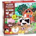 Mudpuppy Farm Friends – 25 Piece Floor Puzzle with 6 Barnyard Animal Shaped Pieces Featuring an Adorable Illustration of A Farm