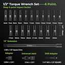 1/2" Drive Click Torque Wrench with Deep Impact Socket (6~24mm),Dual-Range10-170ft.lb/13.6-230.5Nm3% Precision,10" Extension Bar,Universal Joint,Drill Adapter