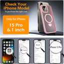 IYH Magnetic Case for iPhone 15 Pro 6.1 inches, 360 Rotatable Ring Stand, MagSafe Compatible, Military-Grade Shockproof, Translucent Design Skin-Feel TPU Frame(Pink)