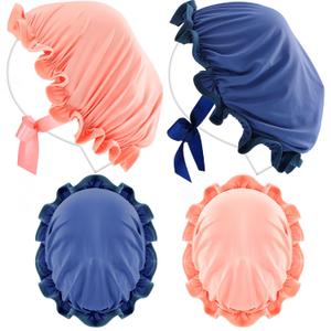 Jiuguva 4 Pieces UV Protection Tanning Face Cover Face Tanning Mask Hair Cap Protective Hair Bonnet for Women Salon, 5.91 x 4.33 Inches(Blue, Pink)