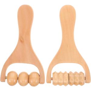 DOITOOL Wooden Foot Massager Roller Handheld Acupoint Massage Tool for Neck Shoulder Back Relief Portable Natural Wood 5.90X3.14X1.18 Inches