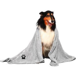 Extra Large Dog Towels for Drying Dogs Super Absorbent Soft Microfiber Pet Bath Grooming Towel for Dogs Cats and Other Pets (XL-55" * 36", Grey)