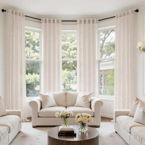 MIULEE Cream Linen Curtains 90 Inch Long 4 Panels Light Filtering Window Drapes with Rod Pocket Back Tab for Living Room Bedroom Farmhouse Decor 42" W x 90" L Inches