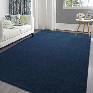 Pettop 6x9 ft Navy Blue Area Rugs for Bedroom Living Room, Washable Memory Foam Indoor Carpet, Modern Aesthetic Minimalist Non Slip Soft Comfy Carpet for Boys Girls Dorm Home Decor