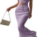 SOLY HUX Women's Two Piece Outfits Twist Front Halter Cami Tops and Skirt Summer Set (Purple, XL)