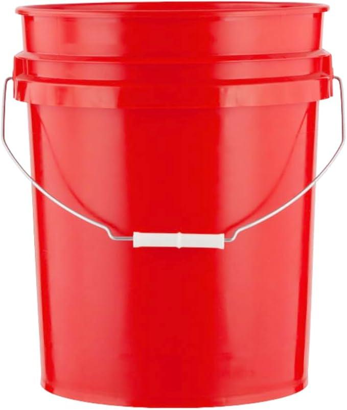 5 Gallon Premium HPDE Plastic Bucket - Made in USA Food Grade Storage Container, BPA Free All Purpose Pail (1, Red)