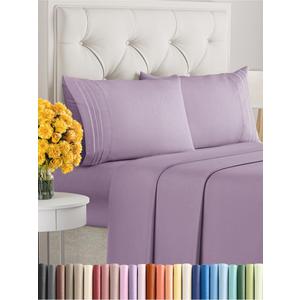 King Size 4 Piece Sheet Set - Extra Soft, Breathable And Cooling Sheets - Hotel Luxury Durable Bed Sheets for Women & Men - Deep Pockets, Easy-Fit & Wrinkle-Free Sheets - Lilac Oeko-Tex Bed Sheet Set