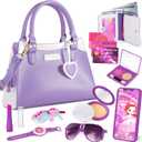 Shemira Play Purse for Little Girls, Princess Pretend Toys for Girls 3 4 5 6 7 8 Years Old, Christmas & Birthday Gift , Toddler Purse with Accessories, Kids Toy Purse, Purple