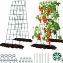 Cucumber Trellis for Raised Bed, Rifny 16.5 x 60 Inch Metal Trellis for Climbing Plants Outdoor with Plant Clips Twist Ties, Garden Plant A-Frame Trellis for Vegetable Pea Tomato (Green, 2 PCS)