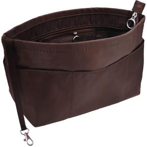 Time Wing Purse Organizer Insert Tote Handbag Organizer Divider Bag in Bag Shaper Liner Multi Pockets Compartments Zippers Key Chain Large Coffee