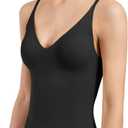Women's Fit Camisole with Built in Bra - Spaghetti Straps Camis Tank with Chest pad One-Piece Cut Seamless (M, A-Style-Black)