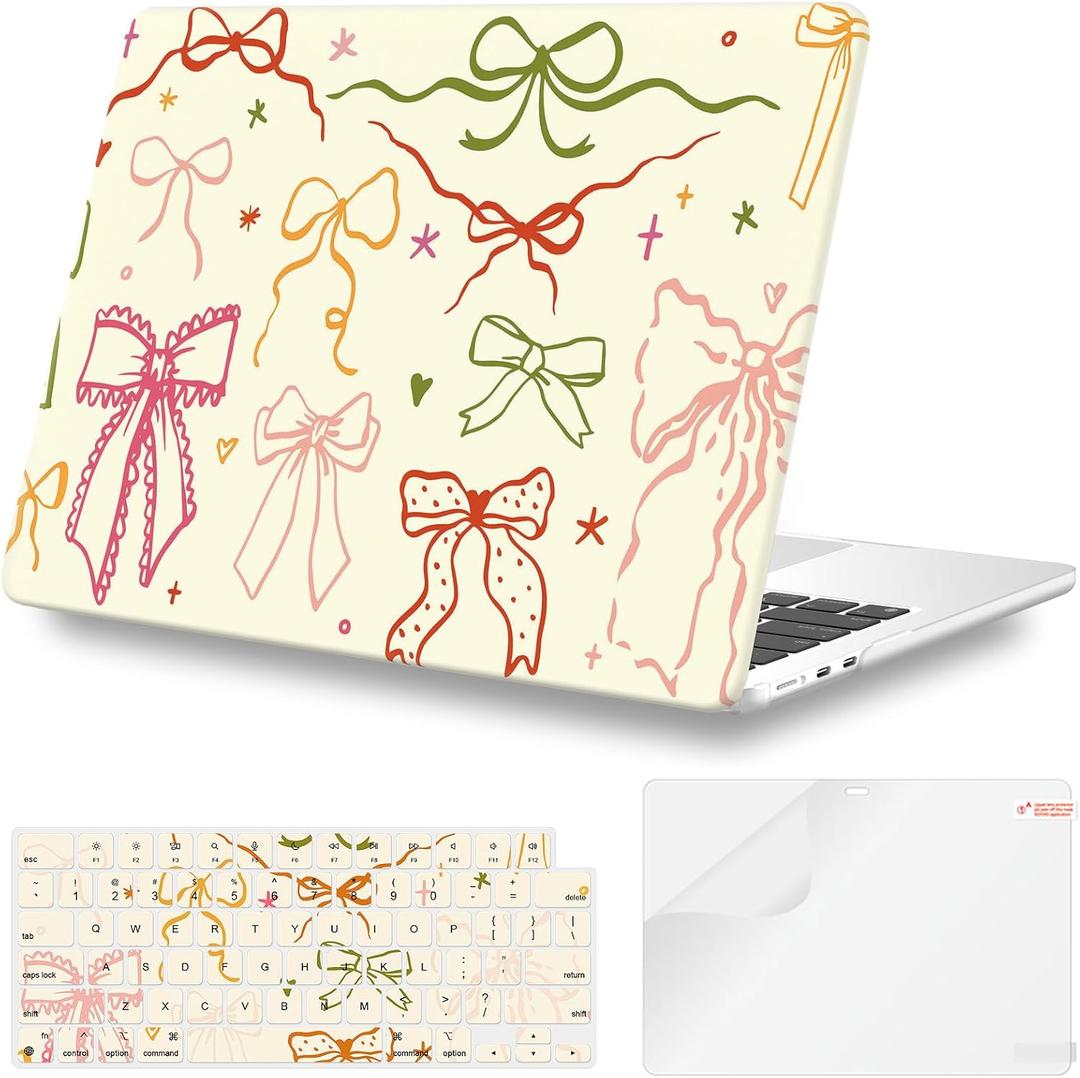 iLeadon Compatible with MacBook Air 13.6 inch M4 Case, 2025 2024-2022 Release A3240 A3113 A2681, M3 M2 Protective Hard Shell Cute MacBook Air Case with Keyboard Cover &Screen Flip (Sweet Bow)