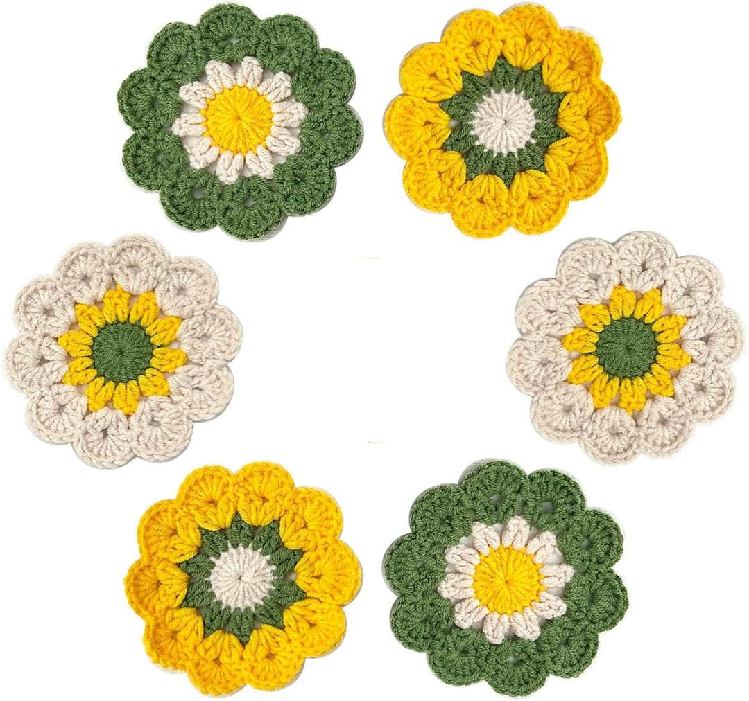 APIGANIZ 100% Handmade Crochet Coasters, Funny Gifts for Women, Cute Coasters Set of 6