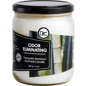 Bamboo Odor Eliminating Highly Fragranced Candle - Eliminates 95% of Pet, Smoke, Food, and Other Smells Quickly - Up to 80 Hour Burn time - 12 Ounce Premium Soy Blend