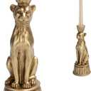 Candle Stick Holder Table Decor - Leopard Resin Modern Golden Candlestick Holder Coffee Table Decor Gold Candle Stand for Living Room 3.25 x 3.25 x 9.25 Inch Guichifun