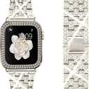 Compatible for Apple Watch Ultra Band  with 2 Pack Bling Crystal Diamonds Case Cover, iwatch SE Series Ultra  for Women, Size: 44mm(Series 6/5/4/SE)