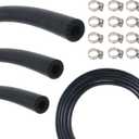 Fuel Line Hose Kit 10FT 3PCS With 30Pcs Clamps,3/8" 5/16" 1/4" ID High Performance 300PSI NBR Rubber for Automotive, Small Engines, ATV, Push Lock Reinforced