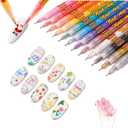 12 Colors Nail Art Pens Set, 3D Nail Polish Pens, Quick-Dry 0.5MM DIY Nail Art Markers Graffiti Dotting Pen for Nails Art Design Manicure Nail DIY Decoration (1 pack)