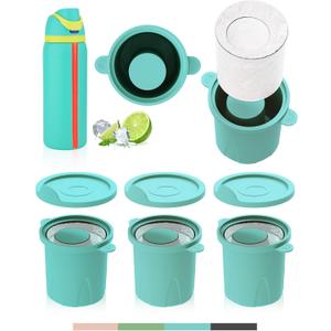 Ice Molds for Owala 24-40oz, Set of 3, Food-Grade Soft Silicone, No White Residue, Easy to Release, Straw Placement Compatible with Owala FreeSip, Keeps Drinks Cold Longer (Light Blue)