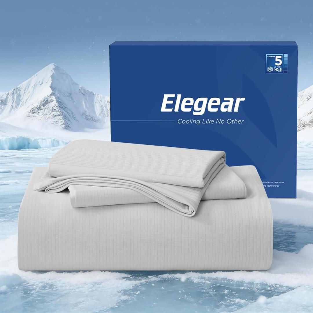 Elegear Silver Infused Cooling Bed Sheets Queen, Arc-Chill 3.0 Cool Tech, Silver-Ion Freshness, Cooling Sheet Set for Hot Sleepers & Night Sweats, Breathable Soft & Dry, Deep Pocket 18", 4PCS