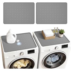 Washer Dryer Countertop 26"x18" Silicone Topper Mat for Front Load Machines | Creates a Laundry Folding Station & Protects from Spills, Scratches & Noise 2 PackGrey