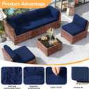 12Pcs Patio Cushion Covers, Stretch Cushion Covers Replacement, Replacement Washable & Reusable Furniture Protector for Patio Couch (Navy Blue, Cover Only)