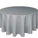 Biscaynebay Textured Fabric Round Tablecloths 120 Inches in Diameter, Silver Grey Water Resistant Tablecloths for Dining, Kitchen, Wedding and Parties etc. Machine Washable
