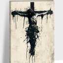 ANRUOXI Jesus Christian Canvas Wall Art, Religious Wall Art Decor for Bedroom Living Room, Death of Jesus Picture Prints Minimalism God Wall Art Poster, Christ Home Churches Painting 18" Wx24 H Inch