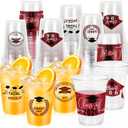 100 Pack 16oz Maroon Graduation Decorations Cups, Class of 2026 Disposable Plastic Cups, Sturdy & Durable Tableware for High School College Grad Party Decorations Supplies