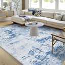 GarveeHome 9x12 Modern Abstract Accent Rug for Living Room Stain Resistant Non Slip Low Pile Accent Bedroom Rug Indoor Floor Cover for Office Home Decor, Blue (Light Blue-style1)