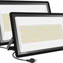 2 Pack 600W LED Flood Light, Outside Warm White Flood Lights,3000K 60000LM Super Bright Outdoor Security Lamp (3000W Equivalent), IP66 Waterproof Floodlight for Yard, Field, Court, Stadium