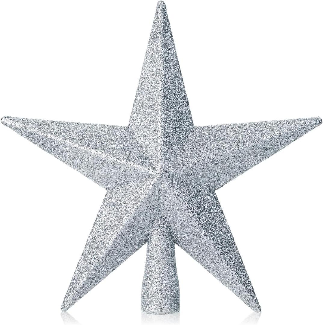 Mr. Pen Glitter Star Tree Topper, 8-Inch Silver Star Christmas Tree Topper