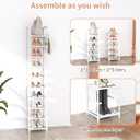 LANTEFUL Tall Narrow Shoe Rack 10-Tier Skinny Shoe Shelf Storage for 10-15 Pairs Shoes and Boots, Space Saving Corner Shoe Rack Organizer for Closet, Entryway, Garage, Living Room,White