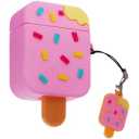 3 x  AirPods1/2 Generation Apple Bluetooth Wireless Earphone Cover Suitable for Fresh and Anti-Fall Soft Plastic Shell, Ice Cream for AirPods Pro Case with Keychain