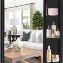 17" x 25" Black Bathroom Medicine Cabinet with Mirror, Recessed Medicine Cabinet with Round Corner & Aluminum Alloy Framed, Surface Mount Storage Cabinet for Bathroom | 2 Adjustable Glass Shelves