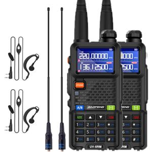BAOFENG 2 Packs UV-5RM Two Way Radio Multi-Band Long Range Walkie Talkie NOAA USB-C Charging Upgrade of UV-5R Ham Radio Air Band 1.77in LCD Screen with 771 Antenna Headset