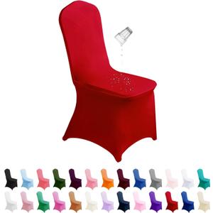 Waterproof Spandex Chair Cover 12PCS, Stretch Dining Chair Covers, Polyester Outdoor Chair Covers, Protector Stretch Chair Cover for Party Universal, Banquet, Wedding Event, Hotel(Red)