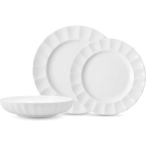 Eater x Zwiesel Fortessa Parasol Bone China, 12 Piece Dinnerware Set (Service for 4), White