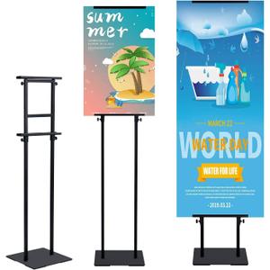 Klvied Heavy Duty Poster Stand with Non-Slip Mat Base, Adjustable Pedestal Sign Stand Up to 79 inch, Double Side Floor Banner Stand for Board & Foam Display