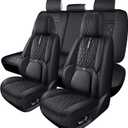Car Seat Covers, Waterproof Faux Leather, Wear and Scratch Resistant, Universal Style, 360° Coverage, Airbag Compatible, Suitable for Most Pickup Truck, SUV, Sedan (Black, 5 seat Covers)