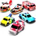 Tub Works Emergency Cars Light Up Bath Toys, 6 Pack | Water-Activated Light Up Toys Flash & Change Color | Soft, Squeezable Baby & Toddler Bath Toys | Sensory Toys with Bath Lights for Kids Bath