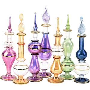 NileCart Egyptian Perfume Bottles Hand Blown Decorative Bottles With Handmade Golden Egyptian Decoration for Perfumes & Essential Oils. (12)