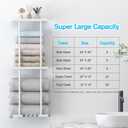 Liuoud Towel Rack for Bathroom, Wall Mounted Vertical Rolled Towel Storage Organizer Holder with Shelf, Holds Up 6 Large Bath Sheets, White Large Size