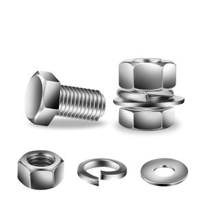 3/8-16 x 3/4" Hex Head Screw Bolt, Nuts, Flat & Lock Washers, 20Pcs 18-8 (304) Stainless Steel, Fully Threaded, by SG TZH (Silver)