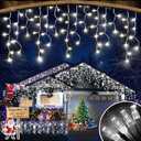98 Ft Ice Light for Outside, 900 LED Christmas Lights Outdoor Plug in, Christmas Ice Lighting with 8 Modes & Timer for Holiday, Party, Wedding, House, Patio, Outdoor Decor(Cool White)